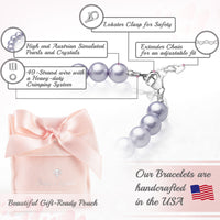 Sterling Silver Bracelet for Girls with Lavender Pearls & Clear Crystals