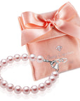 Sterling Silver Elegant Bracelet for Girls with Pink Pearls