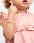 White Pearl Baby Bracelet, 14K Gold Plated, Newborn Gold Bracelet