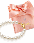 White Pearl Baby Bracelet, 14K Gold Plated, Newborn Gold Bracelet