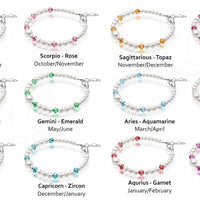 Personalized Birthstone Jewelry Pearl Bracelet for Girls with Birthstone Crystals