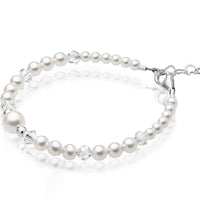 Personalized Birthstone Jewelry Pearl Bracelet for Girls with Birthstone Crystals