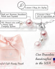 Sterling Silver Bracelet for Girls with Pink & White Pearls & Clear Crystals