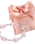 8 MM Pink Crystals Butterfly Bracelet for girls