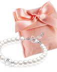 Baby Crystals Personalized Baby Gifts, Sterling Silver Jewelry Initial Bracelet A-Z Alphabet Letter Charm Bracelet,