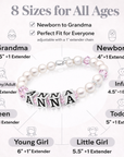 Sterling Silver White Pearls Name Birthstone Bracelet
