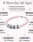 Sterling Silver Pink Pearls, Newborn Baby Bracelet with Name