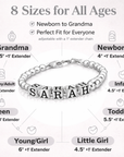 Silver Beads Bracelet with Name, Sterling Silver Bracelet