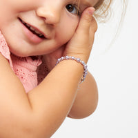 Infant Baby Girl Bracelet with Lavender Pearls & Clear Crystals
