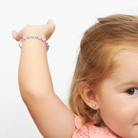 Infant Baby Girl Bracelet with Lavender Pearls & Clear Crystals