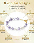 Lavender Pearl Bracelet with Clear Crystals, 14K Gold Plated Gift