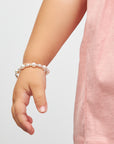 White Pearl Baby Bracelet, Sterling Silver Clear Crystal Gift