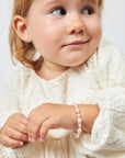 Sterling Silver Bracelet for Girls with White Pearls & Clear Crystals