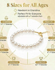 White Pearl Baby Bracelet, 14K Gold Plated, Newborn Gold Bracelet