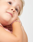 Infant Baby Girl Bracelet with Rose & Pink Pearls & Clear Crystals