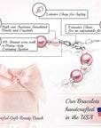 Sterling Silver Bracelet for Girls with Rose & Pink Pearls & Clear Crystals