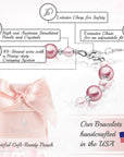 Toddler Baby Clear Crystals, Rose, Pink Pearls Bracelet