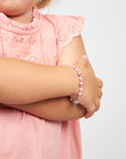 Rose & White Pearl Bracelet with Clear Crystals, 14K Gold Plated