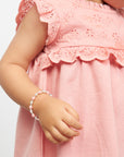 Pink & White Pearl Bracelet with Clear Crystals, 14K Gold Plated Gift