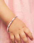 Sterling Silver Heart charm Bracelet for Girls with Pastel Rose Pearls