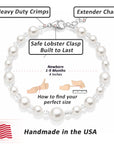 White Pearl & Clear Crystal Bracelet, 14K Gold Plated Girls Jewelry