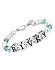 Baby Crystals Personalized Pearl Bracelet for Infant Girls - Baby Jewelry - Birthstone Bracelets with Name - Custom Name Bracelet for Women- Baptism Gifts -Teen Girl Gifts - Silver Jewelry Charm