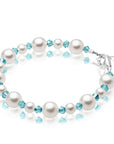Personalized Birthstone Pearl Bracelet for Girls with Birthstone Crystals