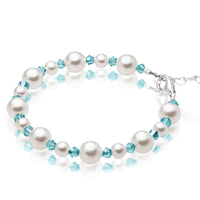Personalized Birthstone Pearl Bracelet for Girls with Birthstone Crystals