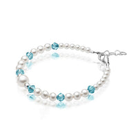 Personalized Birthstone Jewelry Pearl Bracelet for Girls with Birthstone Crystals