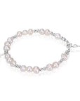 Beaded Bracelets for Girls, Sterling Silver Charm Cross Bracelet Cultured freshwater Pearl, Toddler Baby Girl, Christening, Communion, Baptism Gifts for Girl