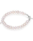 Sterling Silver Cross Bracelet with Freshwater Cultured White Pearls