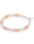 Baby Pearl Bracelet White Pink Mix Sterling Silver