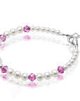 Personalized Birthstone Jewelry Pearl Bracelet for Girls with Birthstone Crystals