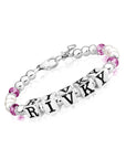 Baby Crystals Personalized Pearl Bracelet for Infant Girls - Baby Jewelry - Birthstone Bracelets with Name - Custom Name Bracelet for Women- Baptism Gifts -Teen Girl Gifts - Silver Jewelry Charm