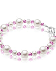 Personalized Birthstone Pearl Bracelet for Girls with Birthstone Crystals
