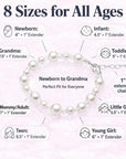 White Pearl Baby Bracelet, Sterling Silver Clear Crystal Gift