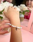 Beaded Bracelets for Girls, Sterling Silver Charm Cross Bracelet Cultured freshwater Pearl, Toddler Baby Girl, Christening, Communion, Baptism Gifts for Girl