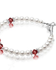 Personalized Birthstone Pearl Bracelet for Girls with Birthstone Crystals