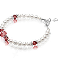 Personalized Birthstone Pearl Bracelet for Girls with Birthstone Crystals