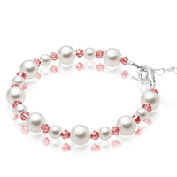Personalized Birthstone Pearl Bracelet for Girls with Birthstone Crystals