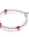 Personalized Birthstone Pearl Bracelet for Girls with Birthstone Crystals