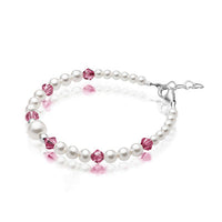 Personalized Birthstone Jewelry Pearl Bracelet for Girls with Birthstone Crystals