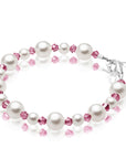 Personalized Birthstone Pearl Bracelet for Girls with Birthstone Crystals