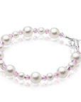 Personalized Birthstone Pearl Bracelet for Girls with Birthstone Crystals