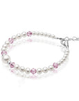 Personalized Birthstone Jewelry Pearl Bracelet for Girls with Birthstone Crystals