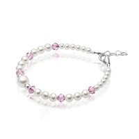 Personalized Birthstone Jewelry Pearl Bracelet for Girls with Birthstone Crystals