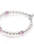Personalized Birthstone Pearl Bracelet for Girls with Birthstone Crystals
