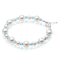 Personalized Birthstone Pearl Bracelet for Girls with Birthstone Crystals