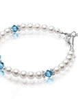 Personalized Birthstone Pearl Bracelet for Girls with Birthstone Crystals