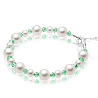 Personalized Birthstone Pearl Bracelet for Girls with Birthstone Crystals